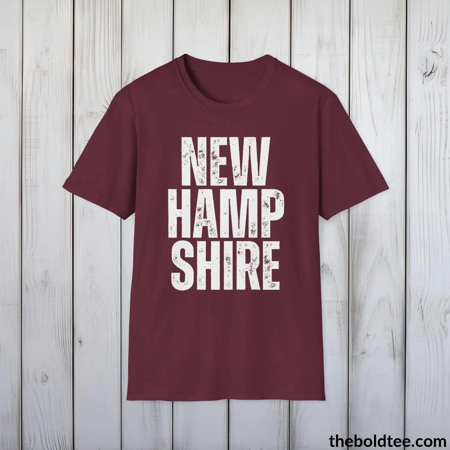 T-Shirt Maroon / S NEW HAMPSHIRE Tee - Casual, Sustainable & Soft Cotton Crewneck Unisex T-Shirt - 9 Bold Colors