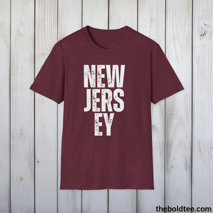 T-Shirt Maroon / S NEW JERSEY Tee - Casual, Sustainable & Soft Cotton Crewneck Unisex T-Shirt - 9 Bold Colors