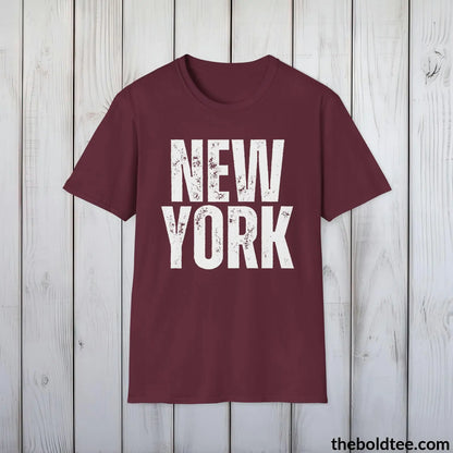 T-Shirt Maroon / S NEW YORK Tee - Casual, Sustainable & Soft Cotton Crewneck Unisex T-Shirt - 9 Bold Colors