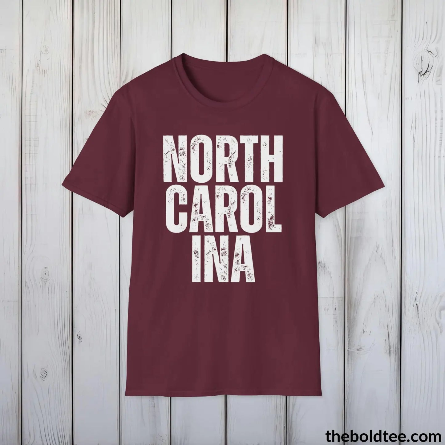 T-Shirt Maroon / S NORTH CAROLINA Tee - Casual, Sustainable & Soft Cotton Crewneck Unisex T-Shirt - 9 Bold Colors