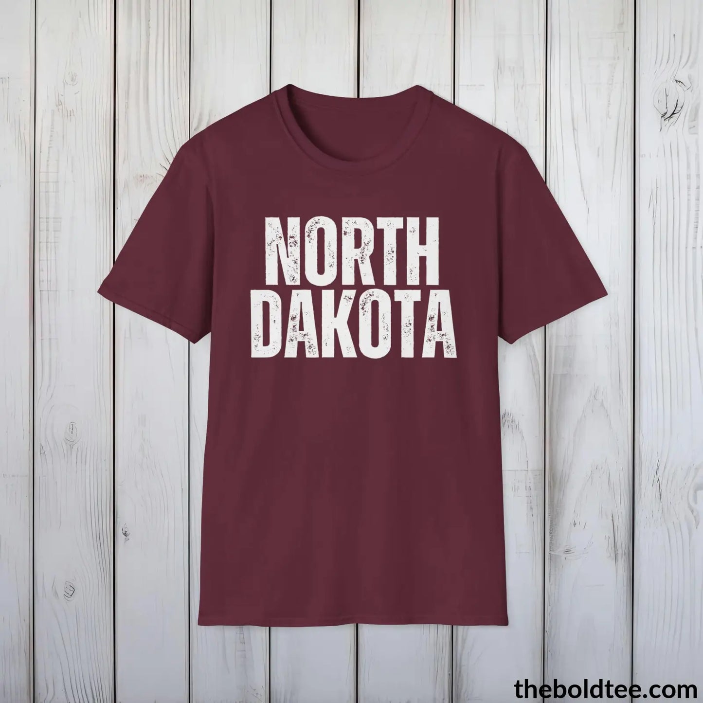 T-Shirt Maroon / S NORTH DAKOTA Tee - Casual, Sustainable & Soft Cotton Crewneck Unisex T-Shirt - 9 Bold Colors