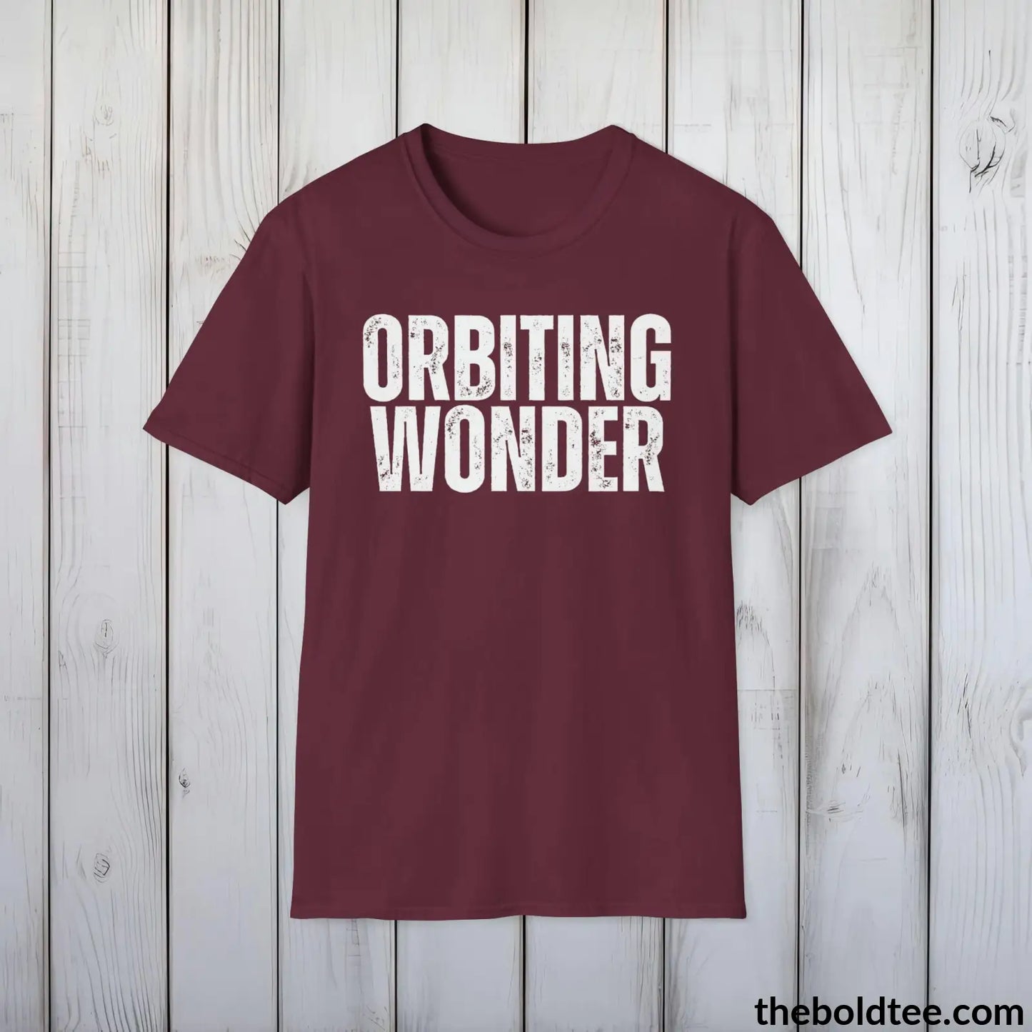 T-Shirt Maroon / S ORBITING WONDER space Tee - Casual, Sustainable & Soft Cotton Crewneck Unisex T-Shirt - 9 Bold Colors