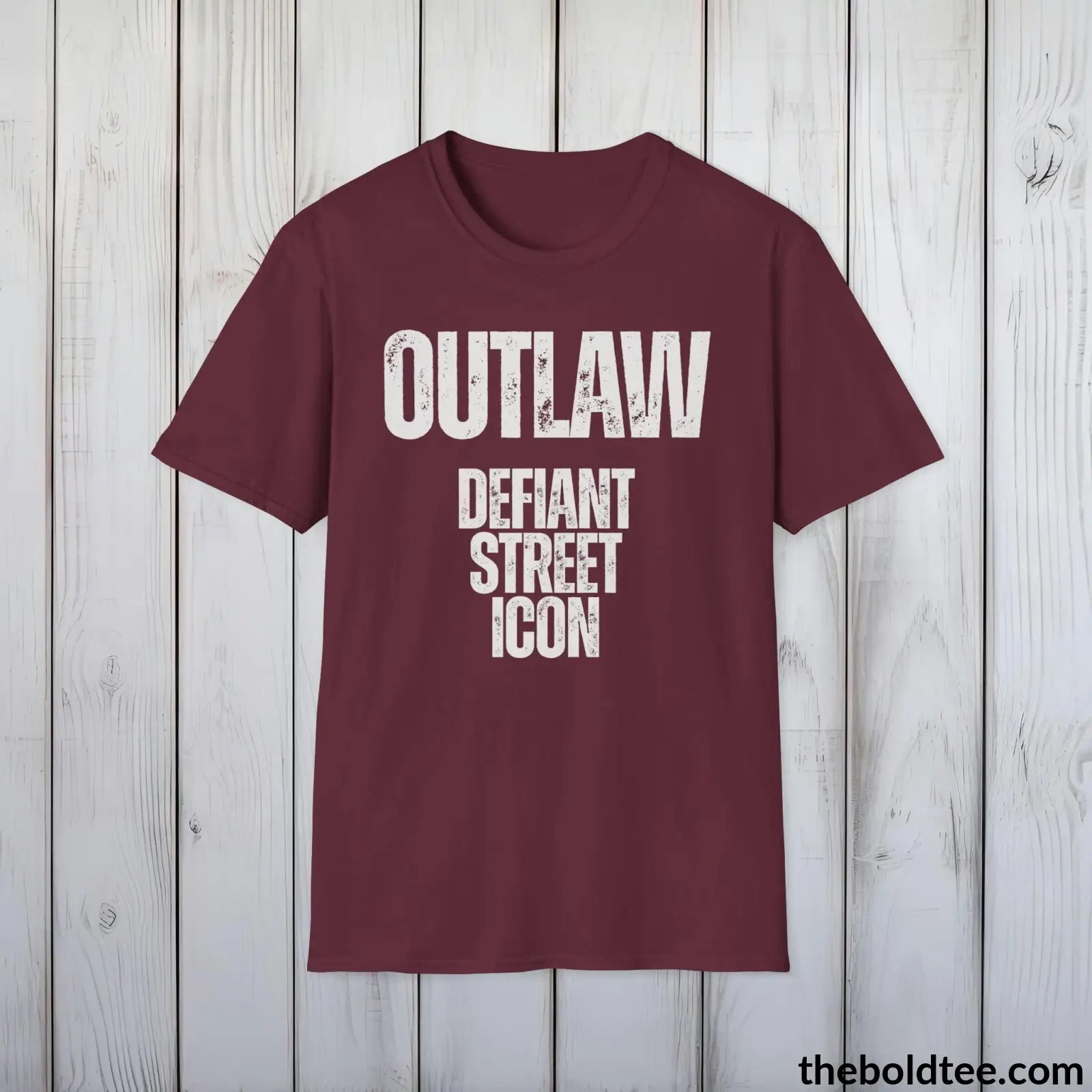 T-Shirt Maroon / S OUTLAW - Defiant Street Icon Tee - Bold Urbnan Cotton T-Shirt - 9 Epic Colors Available