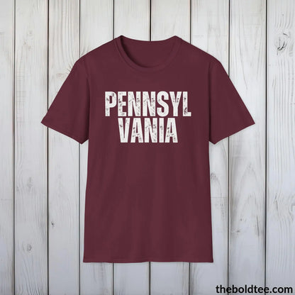 T-Shirt Maroon / S PENNSYLVANIA Tee - Casual, Sustainable & Soft Cotton Crewneck Unisex T-Shirt - 9 Bold Colors