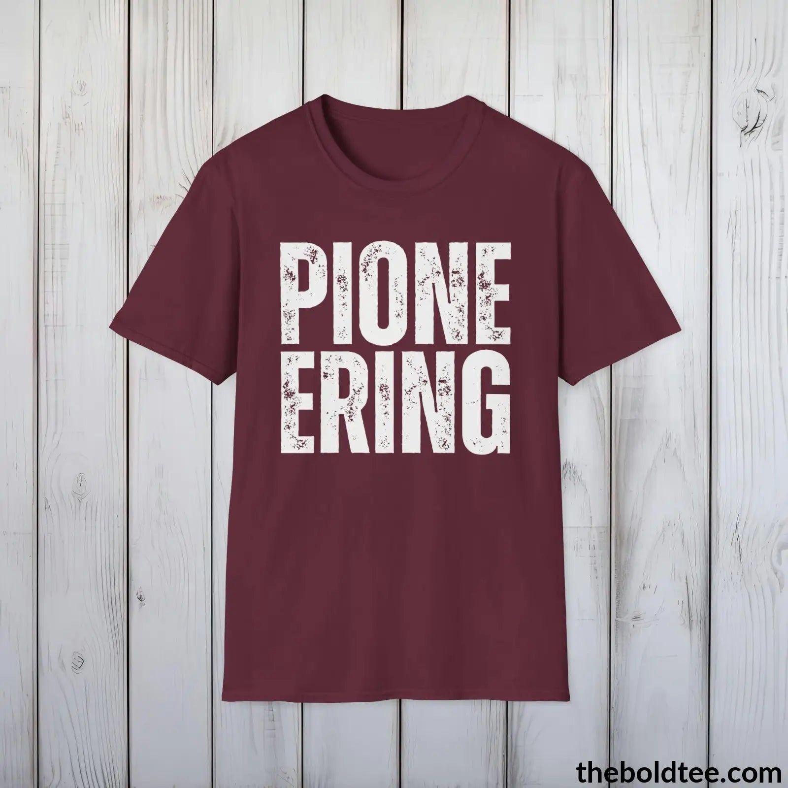 T-Shirt Maroon / S PIONEERING Tee - Casual, Sustainable & Soft Cotton Crewneck Unisex T-Shirt - 9 Bold Colors