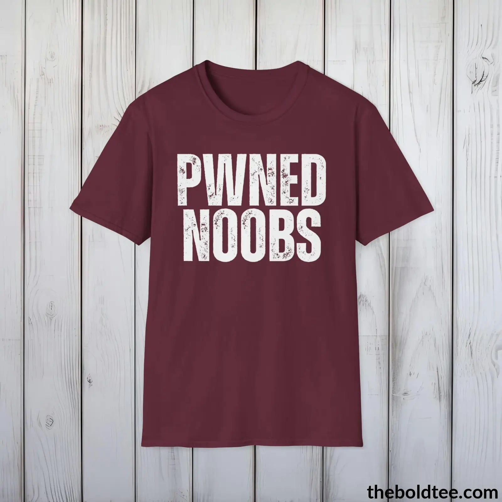 T-Shirt Maroon / S PWNED NOOBS Gamer Tee - Sustainable & Soft Cotton Crewneck Unisex T-Shirt - 9 Bold Colors