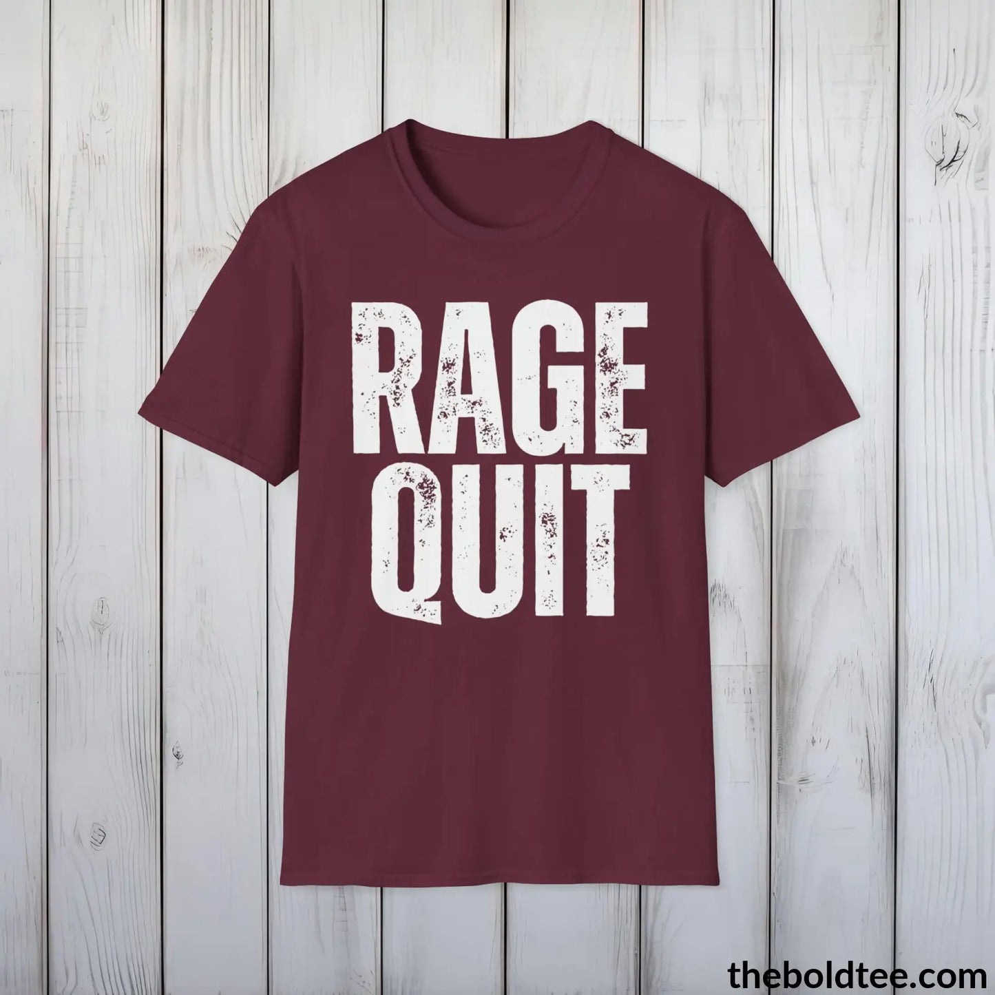 T-Shirt Maroon / S RAGE QUIT Gamer Tee - Sustainable & Soft Cotton Crewneck Unisex T-Shirt - 9 Bold Colors