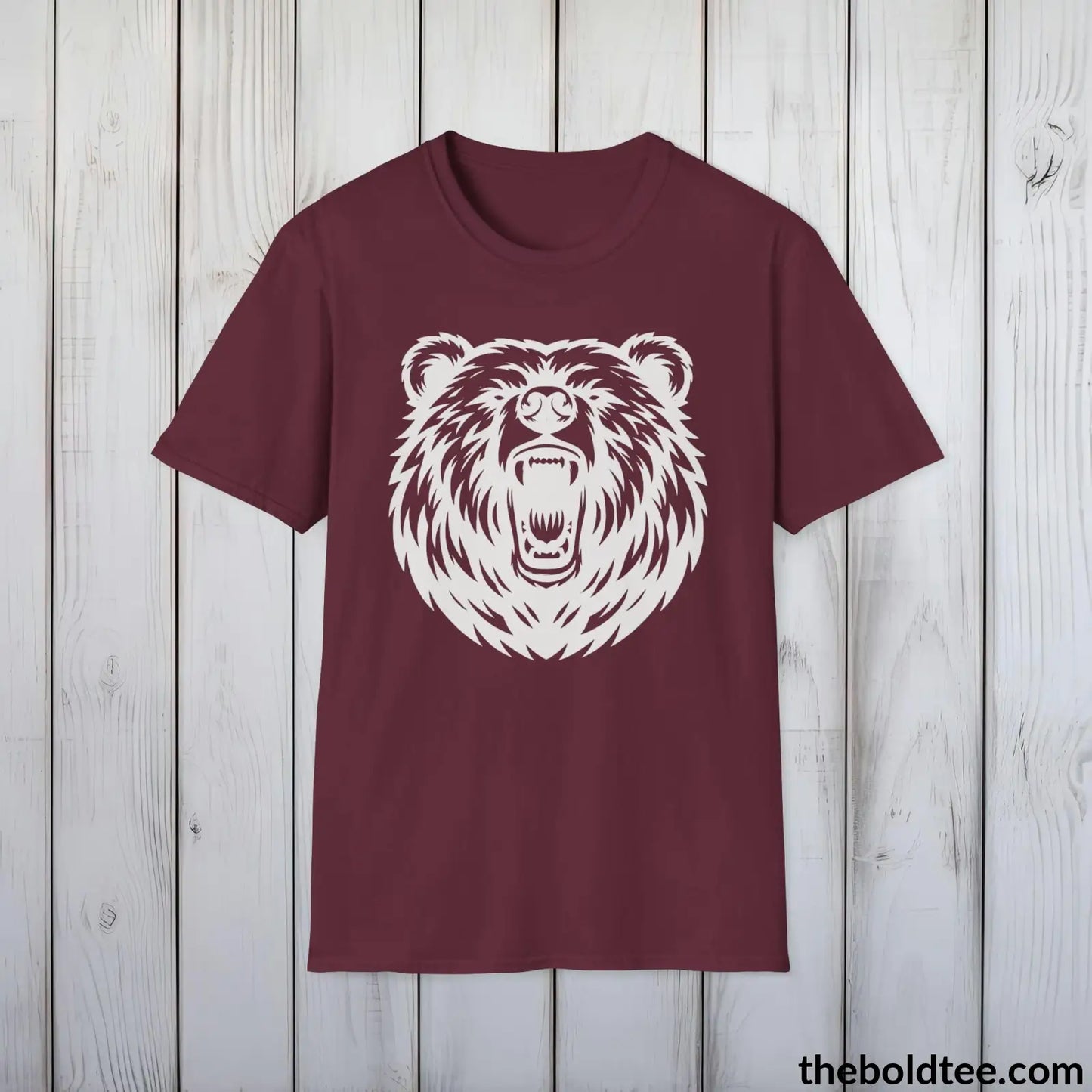 T-Shirt Maroon / S Roaring Bear Tee - Bold Urbnan Cotton T-Shirt - 9 Epic Dark Colors Available