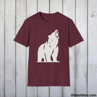 T-Shirt Maroon / S Roaring Bear Tee - Bold Urbnan Cotton T-Shirt - 9 Epic Dark Colors Available