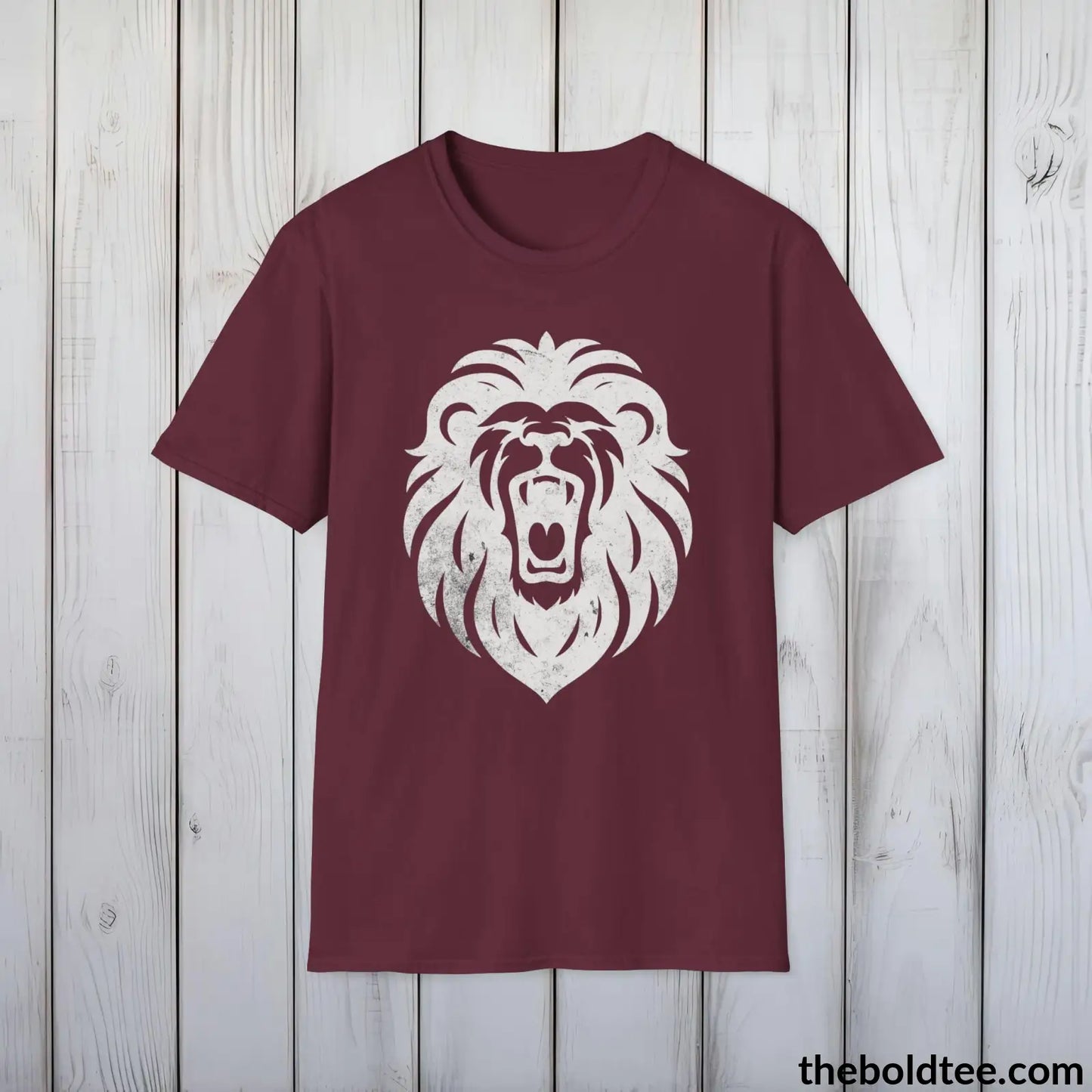 T-Shirt Maroon / S Roaring Lion Tee - Bold Urbnan Cotton T-Shirt - 9 Epic Colors Available