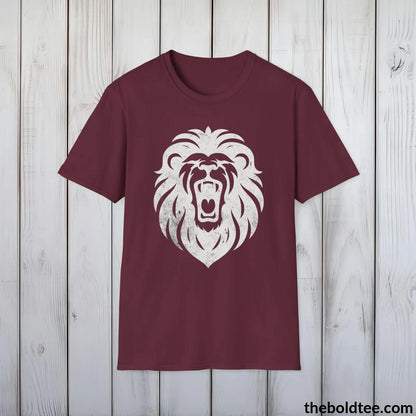 T-Shirt Maroon / S Roaring Lion Tee - Bold Urbnan Cotton T-Shirt - 9 Epic Colors Available