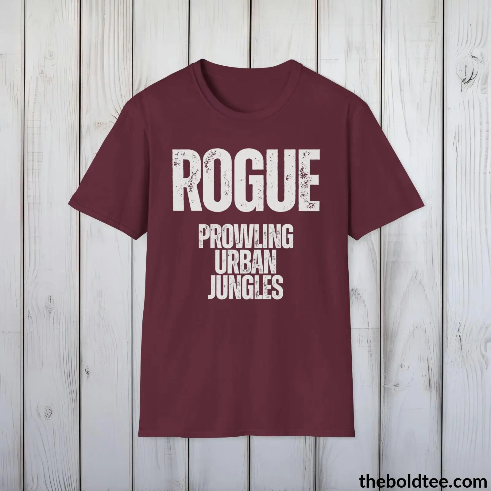 T-Shirt Maroon / S ROGUE - Prowling Urban Jungles Tee - Bold Urbnan Cotton T-Shirt - 9 Epic Colors Available