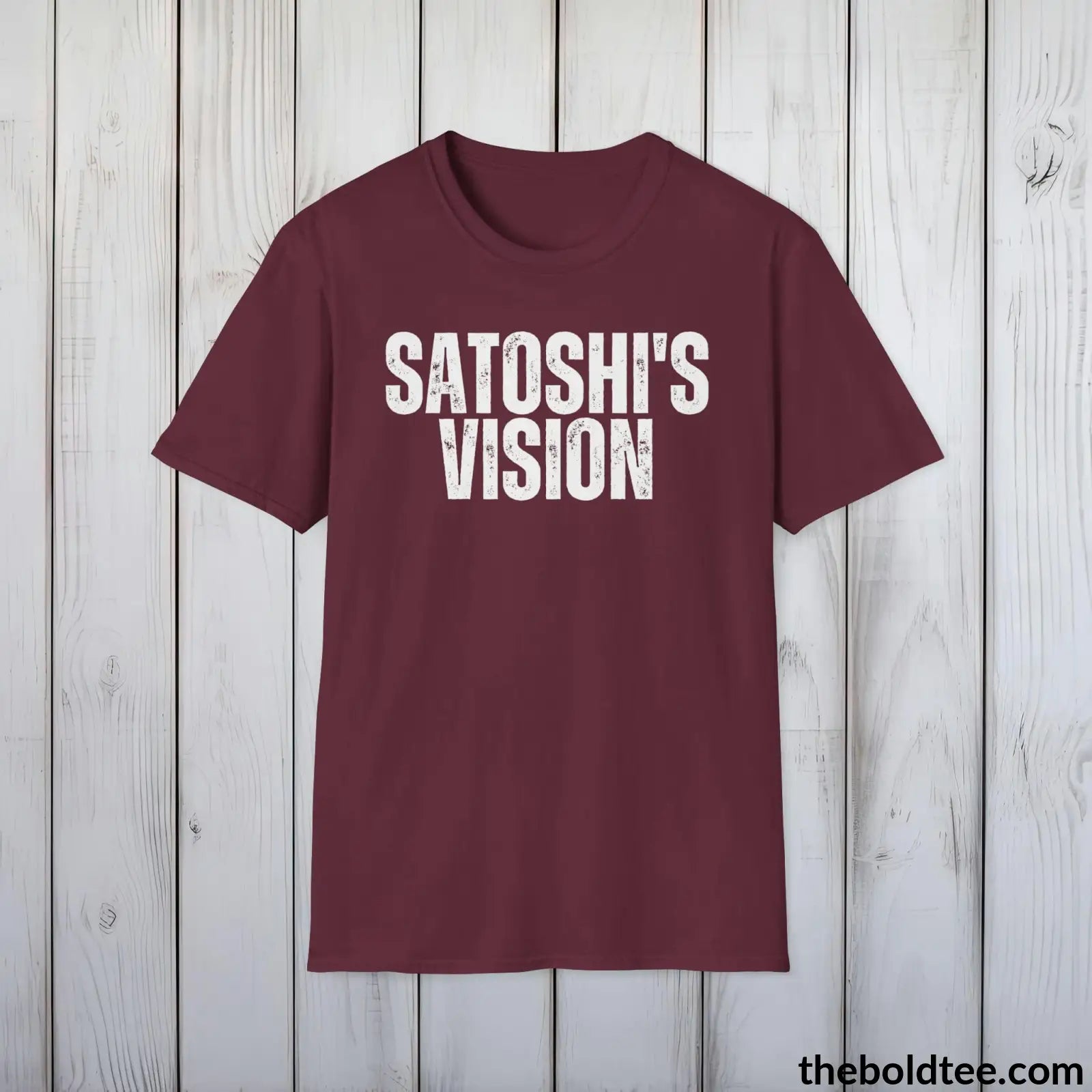 T-Shirt Maroon / S SATOSHI'S VISION Cryptocurrency Tee - Sustainable & Soft Cotton Crewneck Unisex T-Shirt - 9 Bold Colors