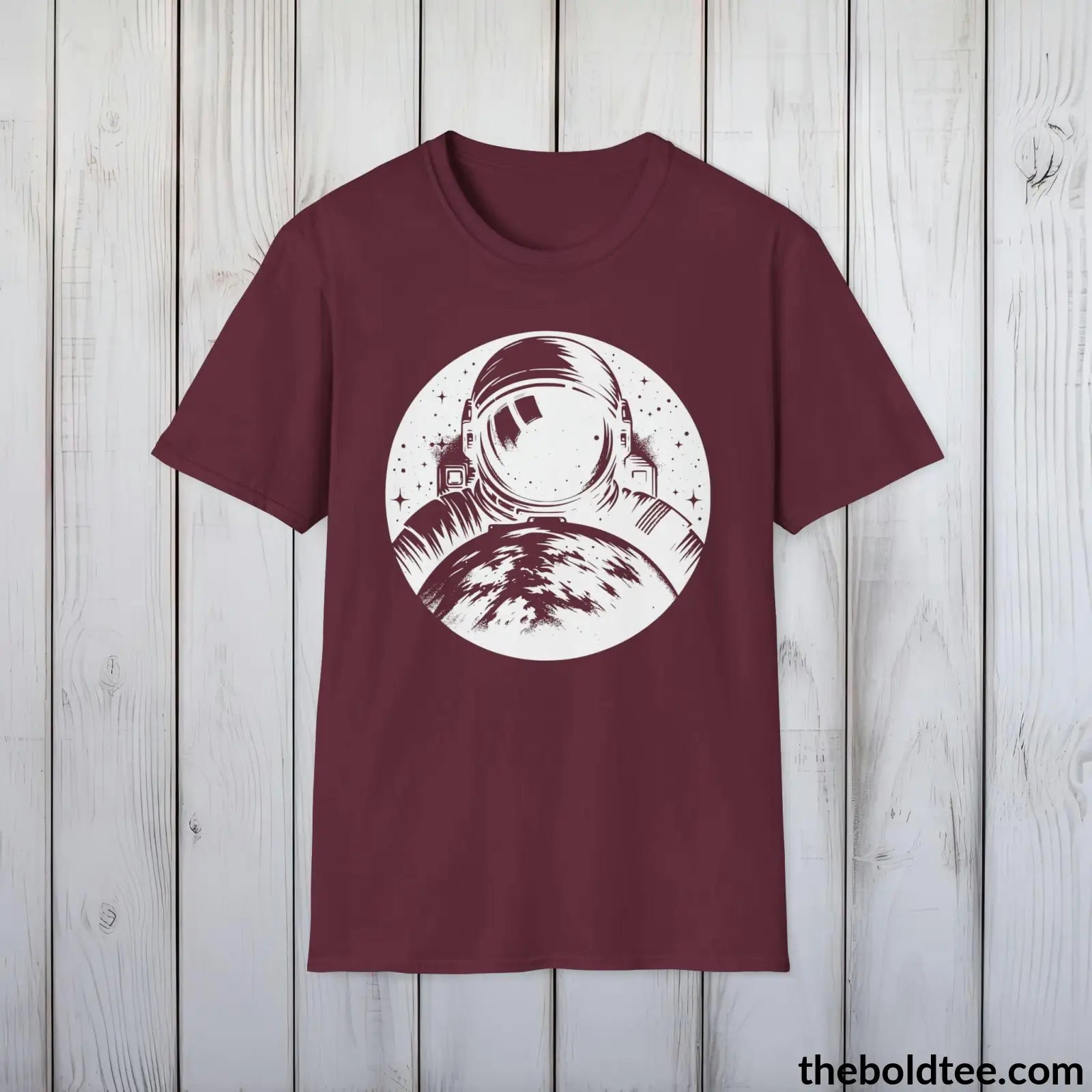 T-Shirt Maroon / S Space Ship Tee - Sustainable & Soft Cotton Crewneck Unisex T-Shirt - 9 Bold Colors