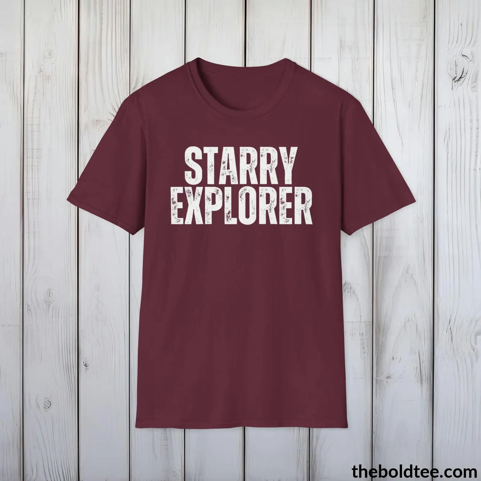 T-Shirt Maroon / S STARRY EXPLORER Space Tee - Casual, Sustainable & Soft Cotton Crewneck Unisex T-Shirt - 9 Bold Colors