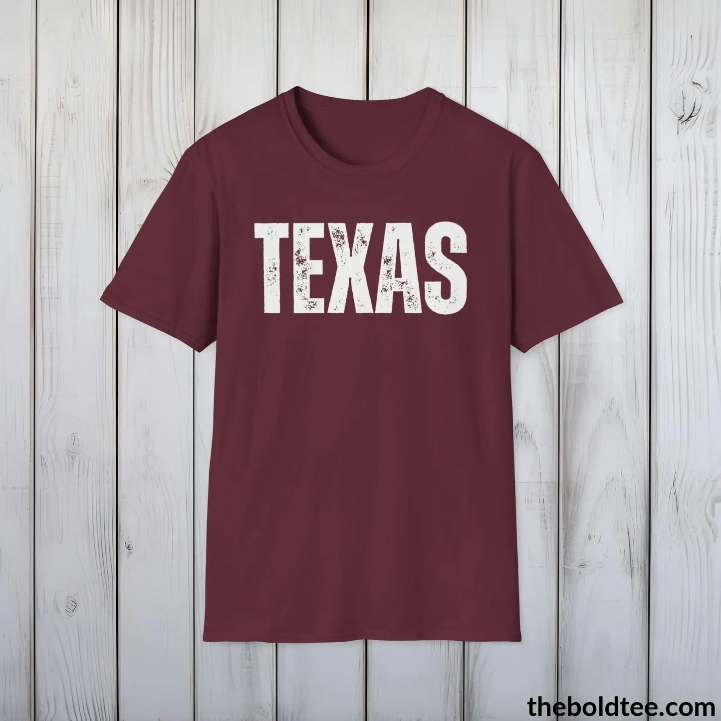 T-Shirt Maroon / S TEXAS Tee - Casual, Sustainable & Soft Cotton Crewneck Unisex T-Shirt - 9 Bold Colors