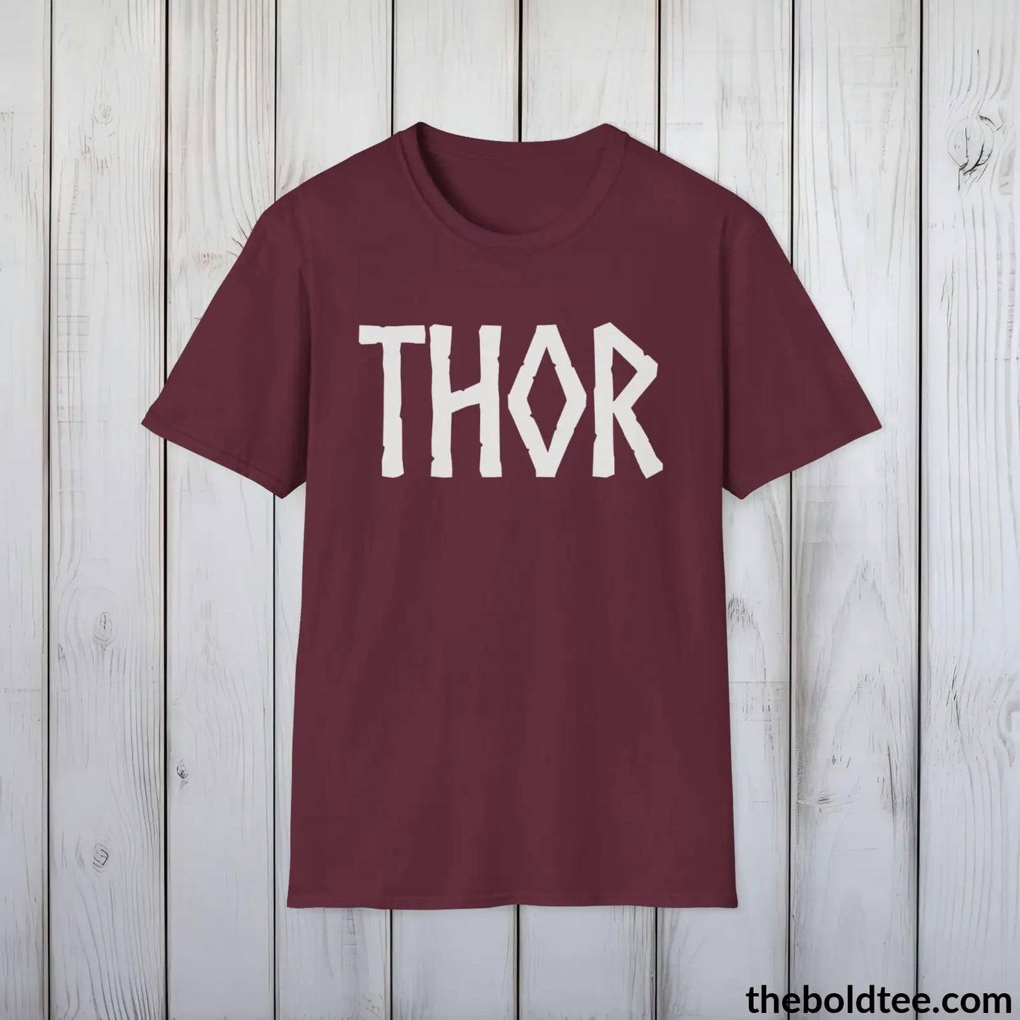 T-Shirt Maroon / S THOR Tee - Bold Viking Mythology Cotton T-Shirt - 9 Epic Dark Colors Available