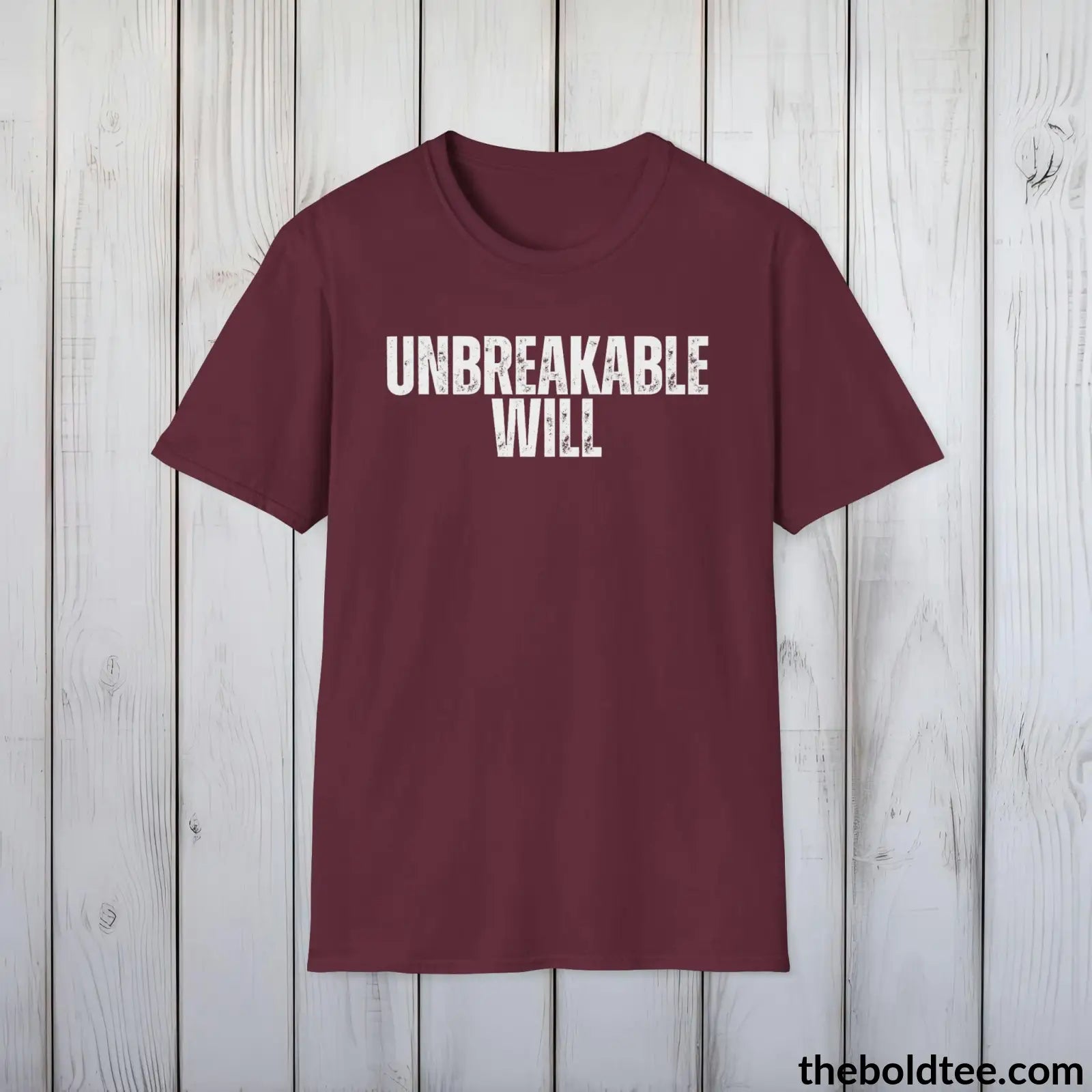 T-Shirt Maroon / S UNBREAKABLE WILL Military Tee - Strong & Versatile Cotton Crewneck T-Shirt - 9 Bold Colors