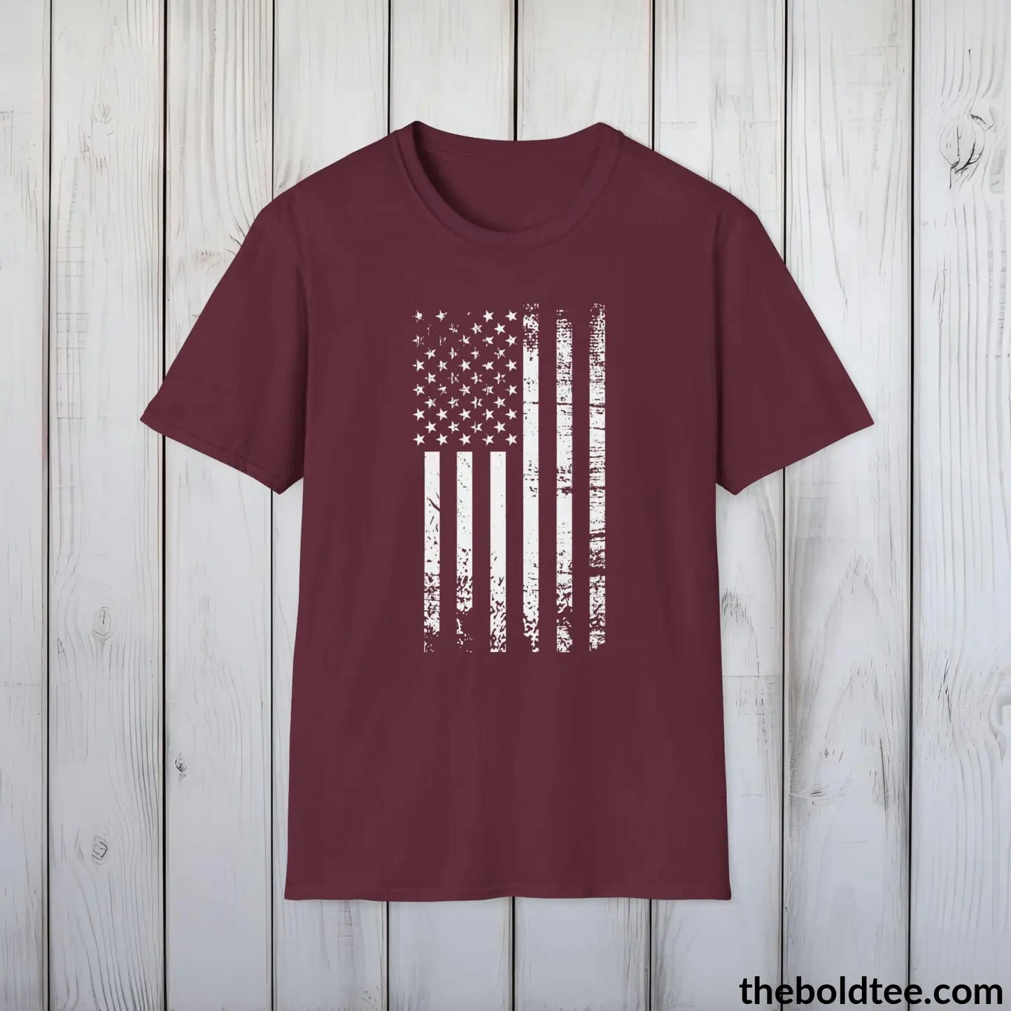 T-Shirt Maroon / S US FLAG Military Tee - Strong & Versatile Cotton Crewneck T-Shirt - 9 Bold Colors