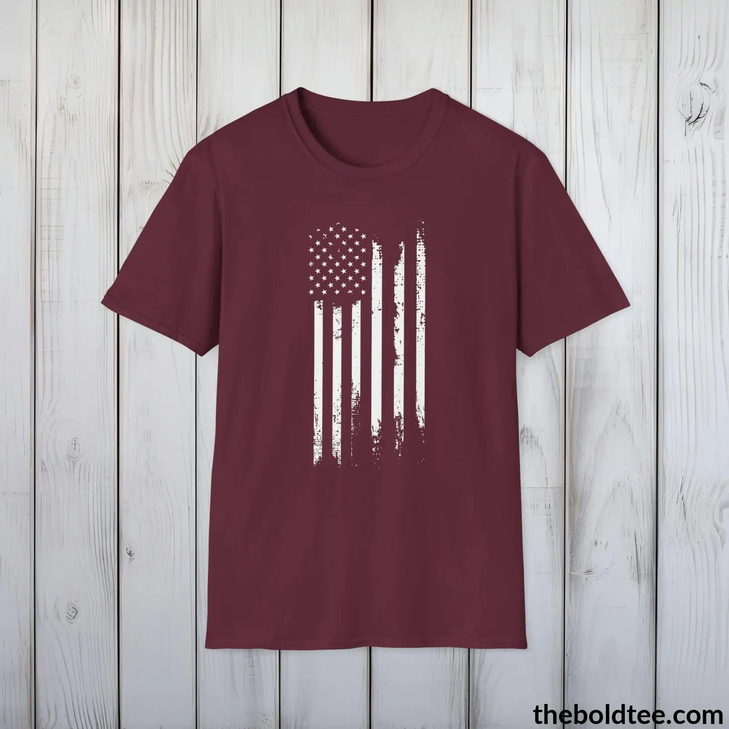 T-Shirt Maroon / S US FLAG Military Tee - Strong & Versatile Cotton Crewneck T-Shirt - 9 Bold Colors