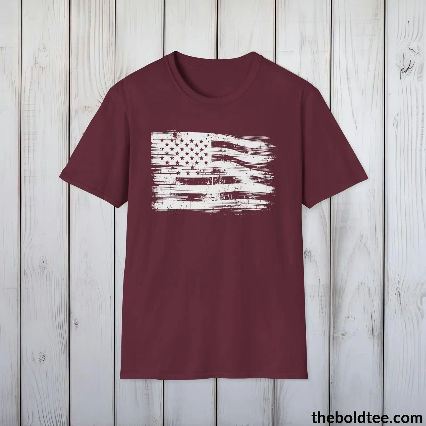 T-Shirt Maroon / S US FLAG Military Tee - Strong & Versatile Cotton Crewneck T-Shirt - 9 Bold Colors