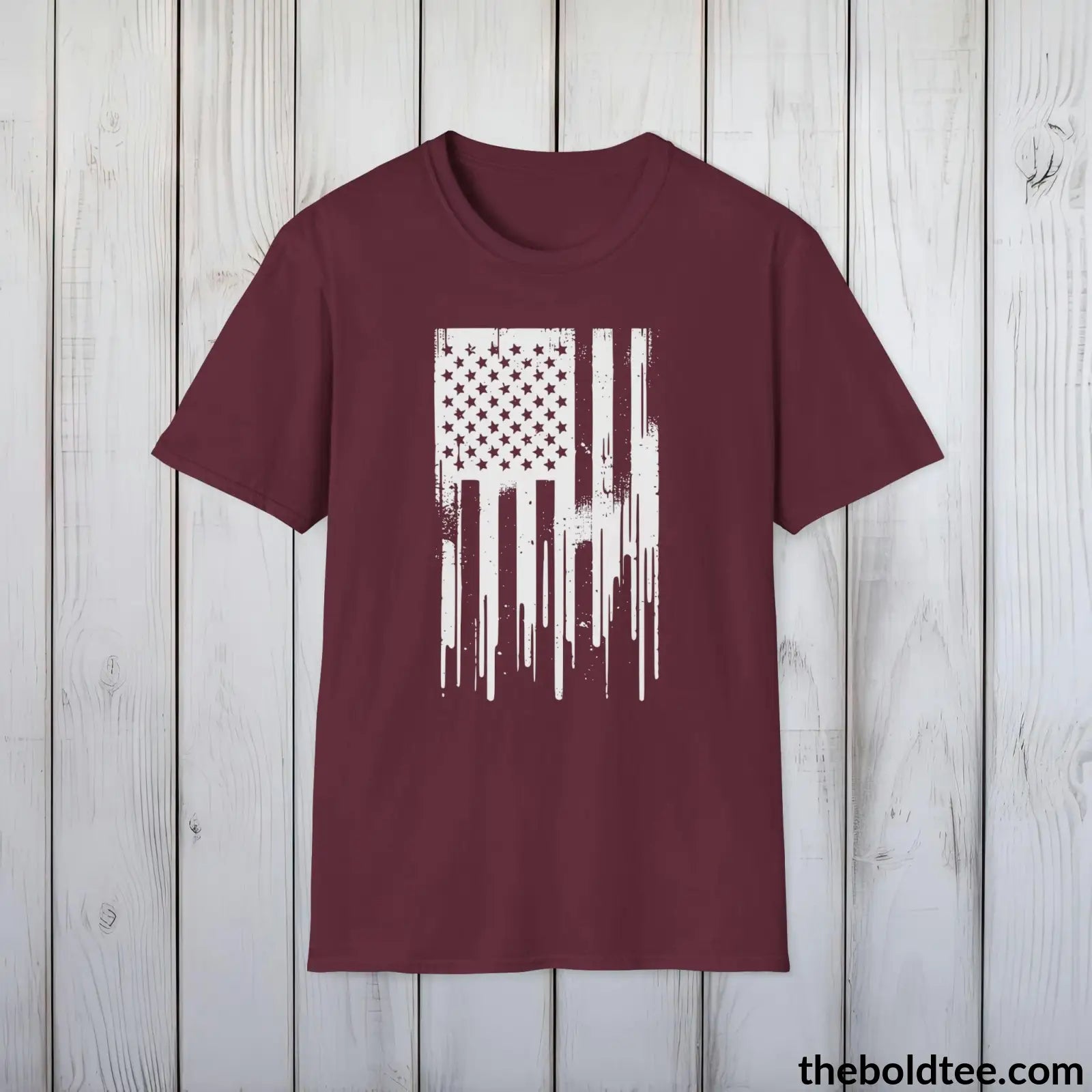 T-Shirt Maroon / S US FLAG Military Tee - Strong & Versatile Cotton Crewneck T-Shirt - 9 Bold Colors