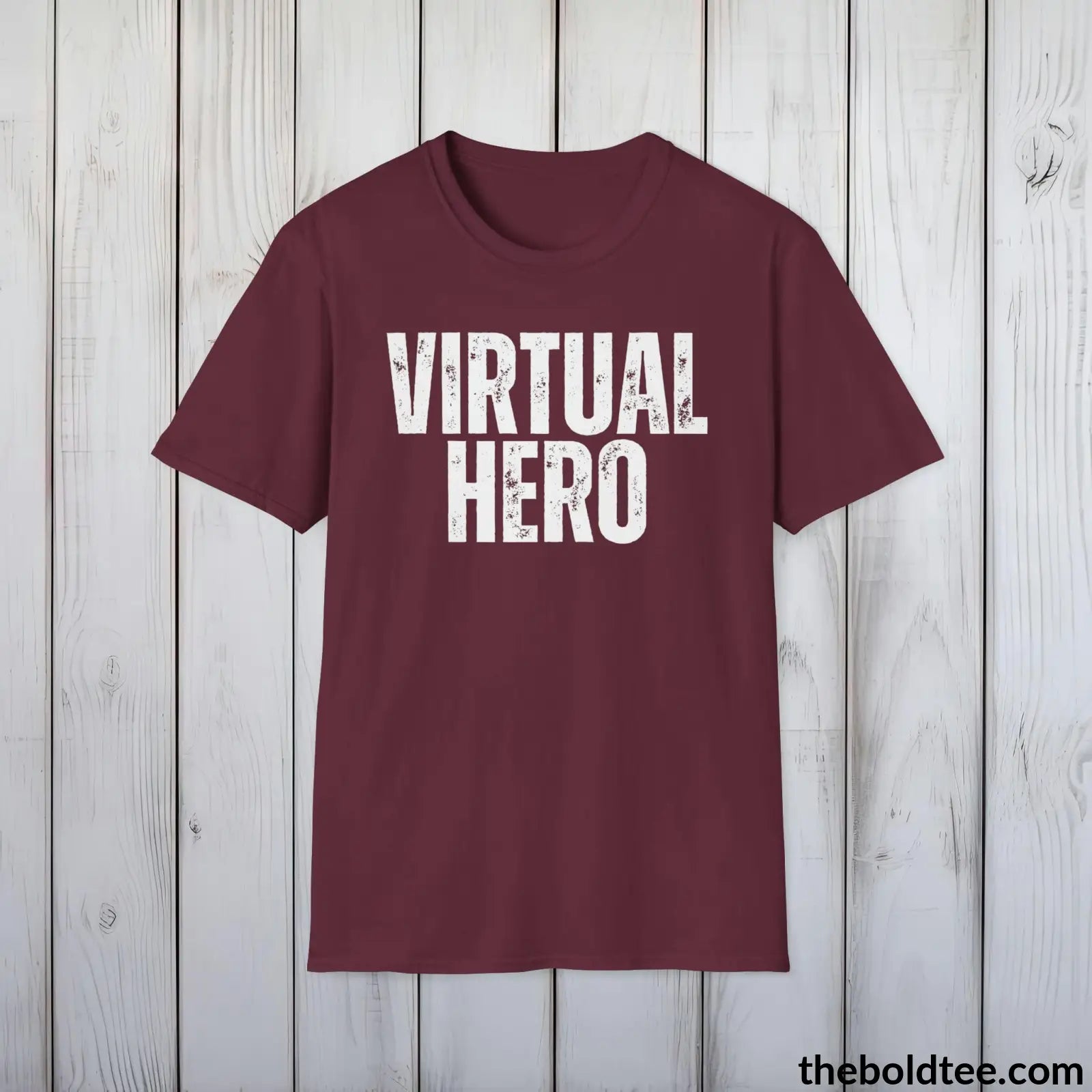 T-Shirt Maroon / S VIRTUAL HERO Gamer Tee - Sustainable & Soft Cotton Crewneck Unisex T-Shirt - 9 Bold Colors