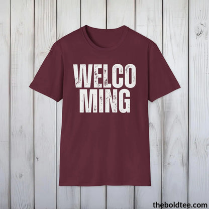 T-Shirt Maroon / S WELCOMING Tee - Casual, Sustainable & Soft Cotton Crewneck Unisex T-Shirt - 9 Bold Colors