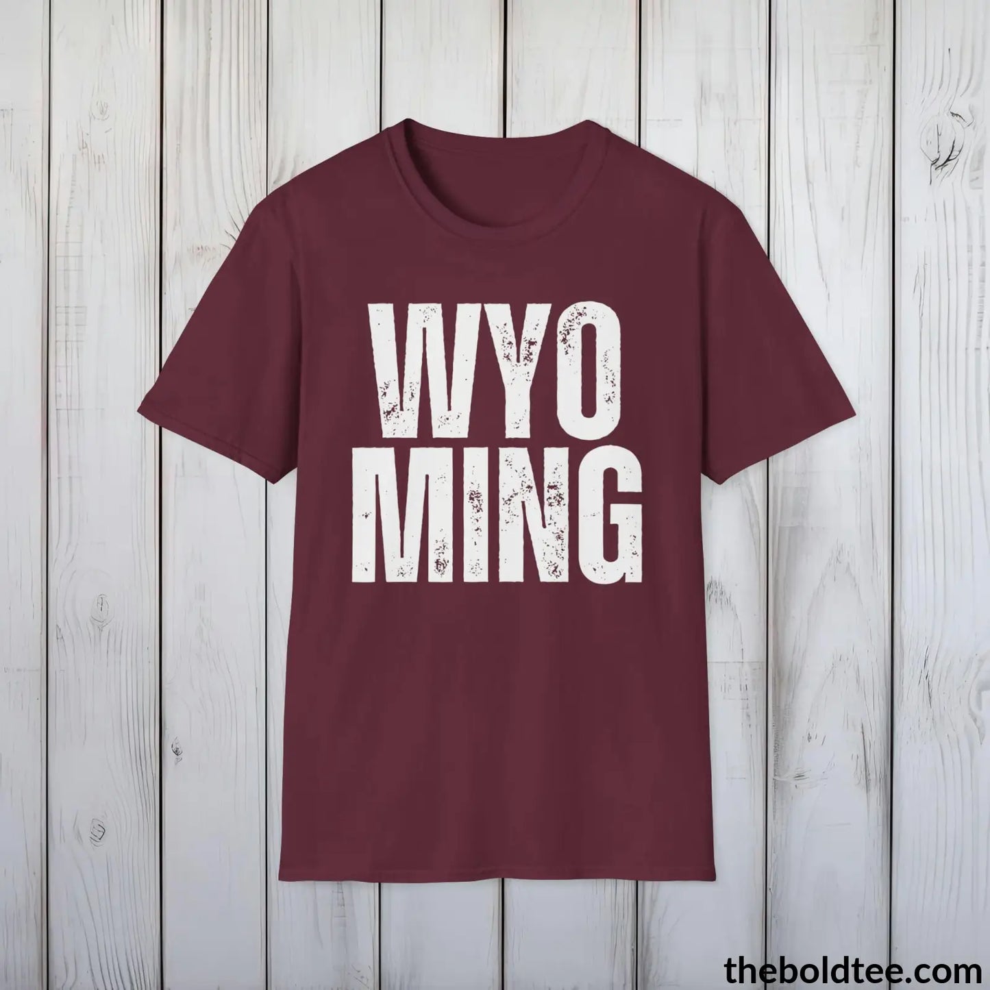 T-Shirt Maroon / S WYOMING - Casual, Sustainable & Soft Cotton Crewneck Unisex T-Shirt - 9 Bold Colors