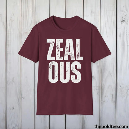 T-Shirt Maroon / S ZEALOUS Tee - Casual, Sustainable & Soft Cotton Crewneck Unisex T-Shirt - 9 Bold Colors