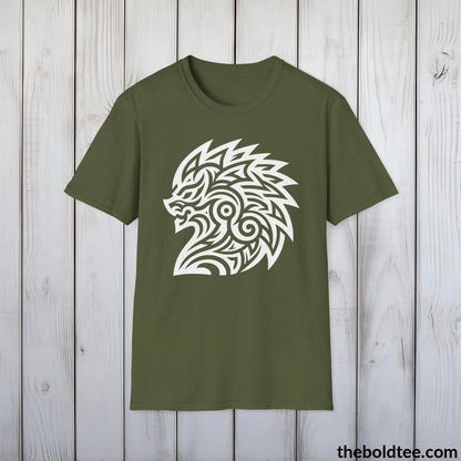 T-Shirt Military Green / S Bold Tribal Pattern Tee - Premium Soft Cotton Crewneck Unisex T-Shirt - 9 Bold Colors