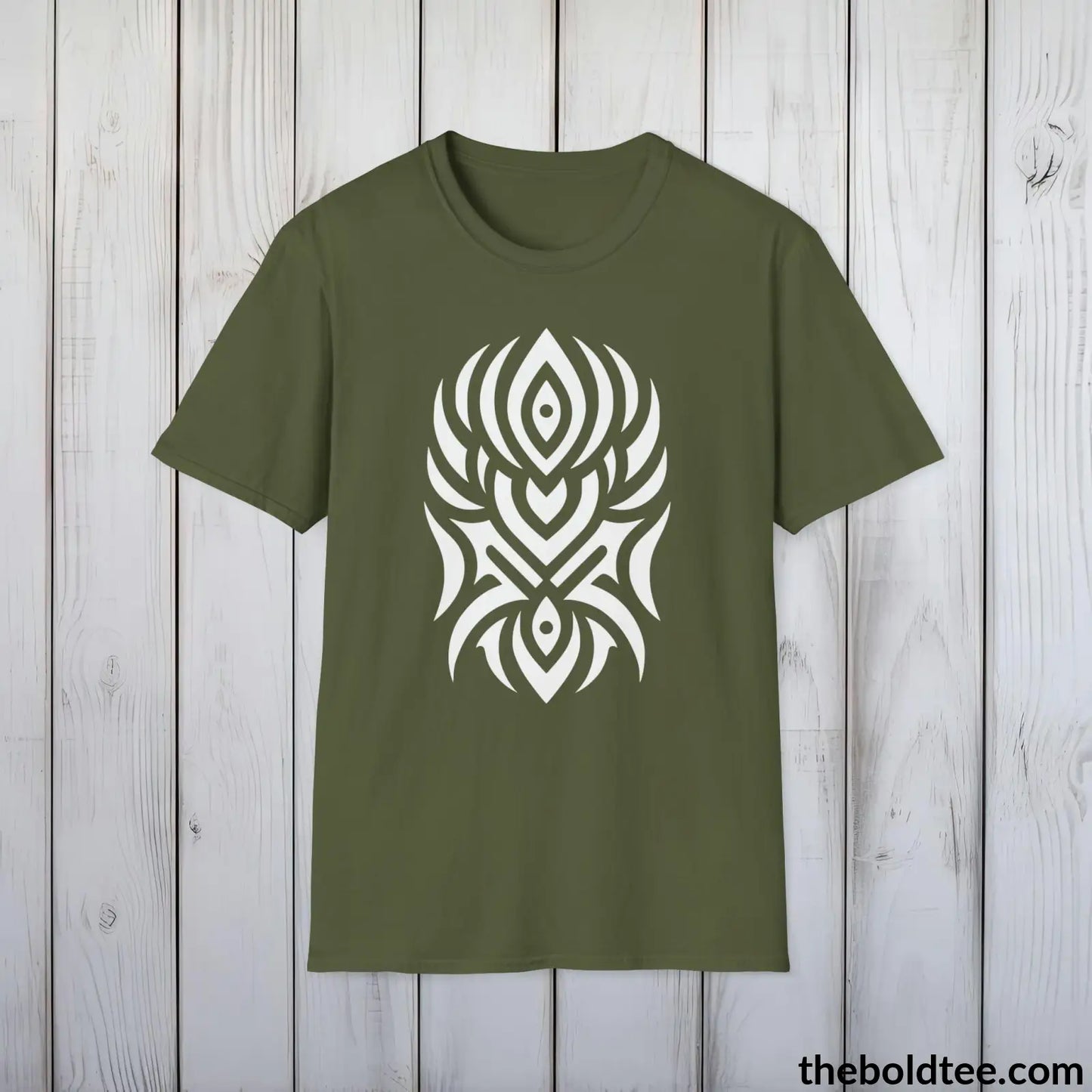 T-Shirt Military Green / S Bold Tribal Pattern Tee - Premium Soft Cotton Crewneck Unisex T-Shirt - 9 Bold Colors