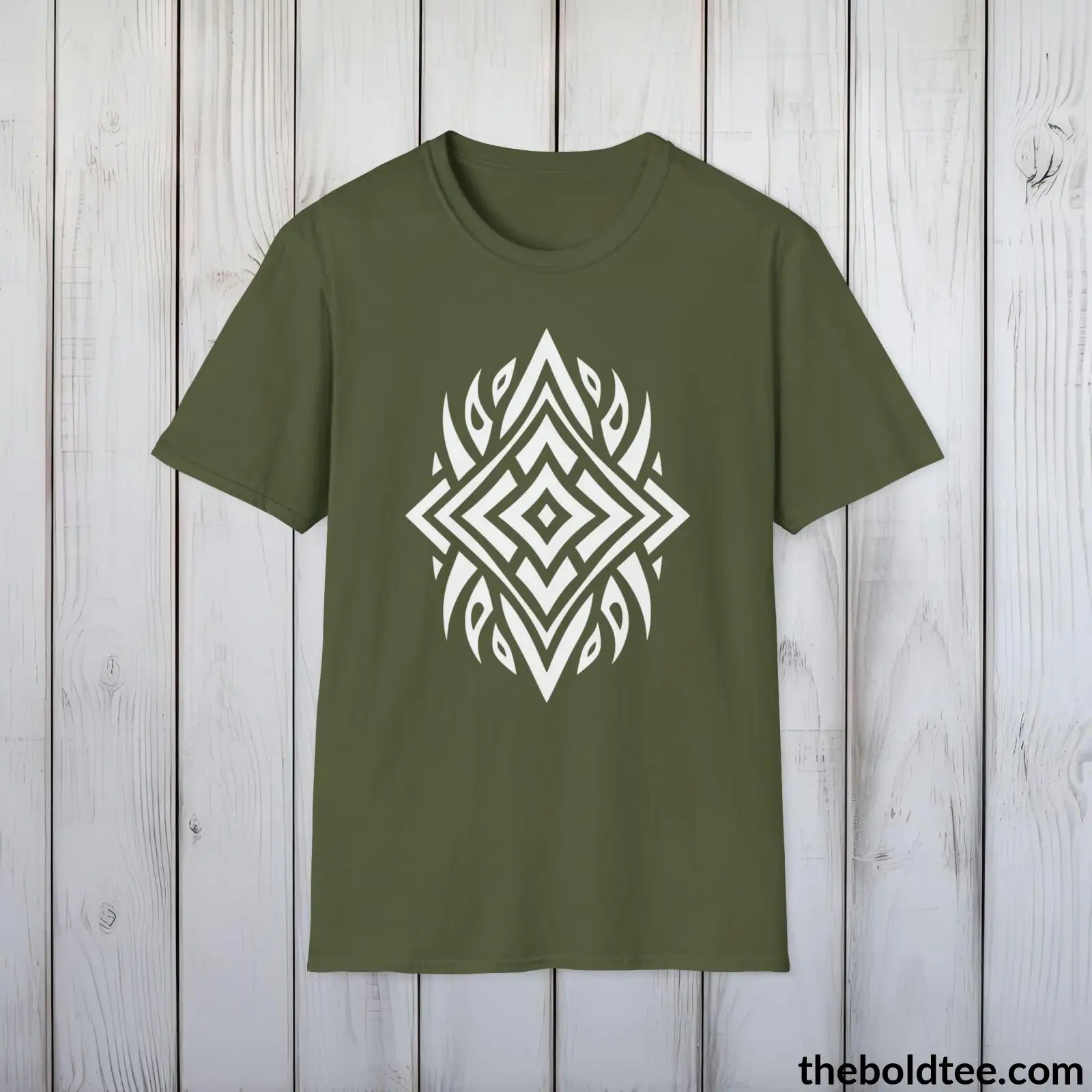 T-Shirt Military Green / S Bold Tribal Pattern Tee - Premium Soft Cotton Crewneck Unisex T-Shirt - 9 Bold Colors