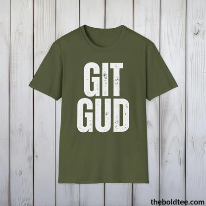 T-Shirt Military Green / S GIT GUD Gamer Tee - Sustainable & Soft Cotton Crewneck Unisex T-Shirt - 9 Bold Colors