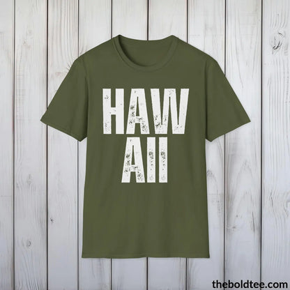 T-Shirt Military Green / S HAWAII Tee - Casual, Sustainable & Soft Cotton Crewneck Unisex T-Shirt - 9 Bold Colors