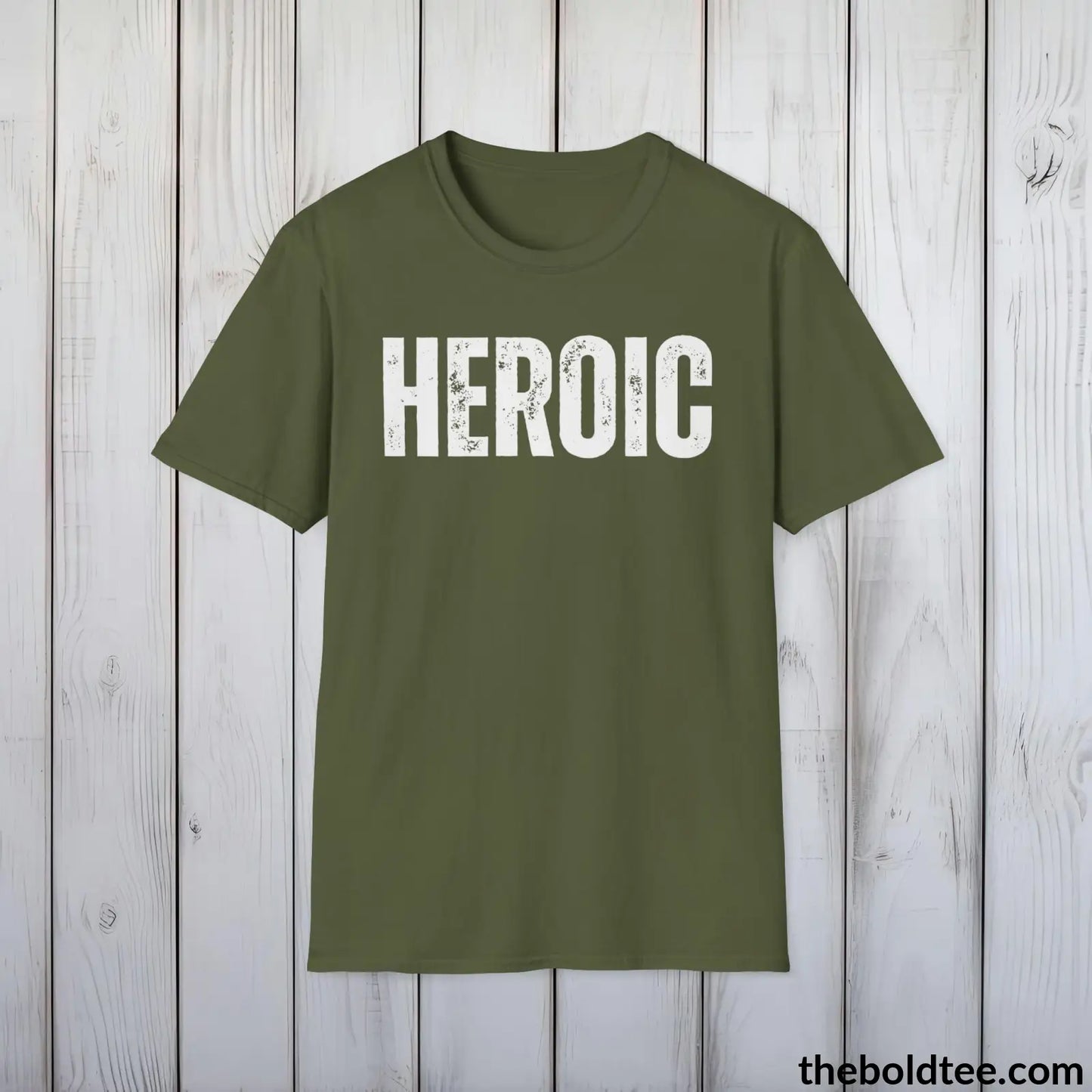 T-Shirt Military Green / S HEROIC Tee - Casual, Sustainable & Soft Cotton Crewneck Unisex T-Shirt - 9 Bold Colors