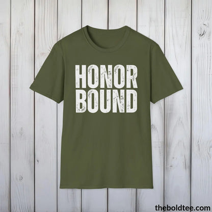 T-Shirt Military Green / S HONOR BOUND Military Tee - Strong & Versatile Cotton Crewneck T-Shirt - 9 Bold Colors