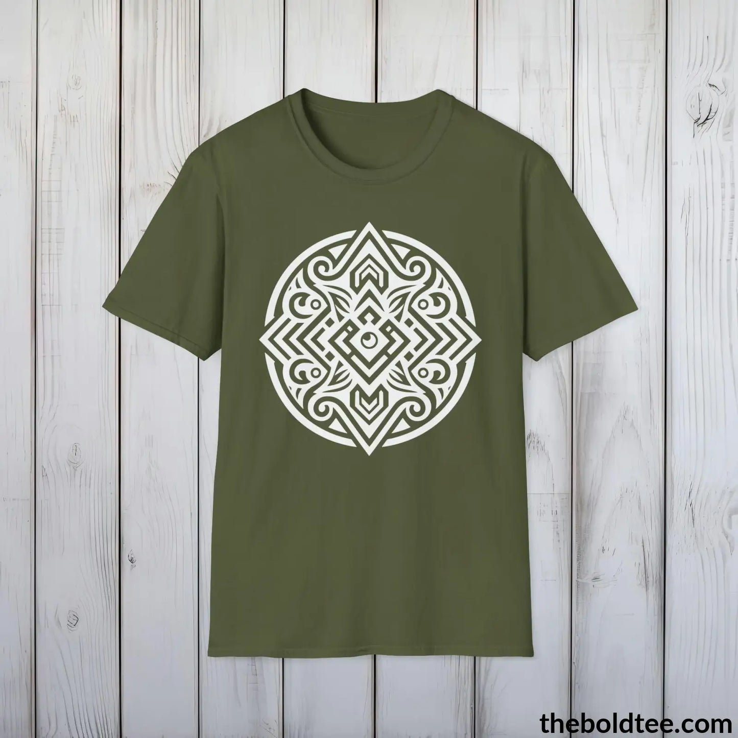 T-Shirt Military Green / S inca Tribal Pattern Tee - Premium Soft Cotton Crewneck Unisex T-Shirt - 9 Bold Colors