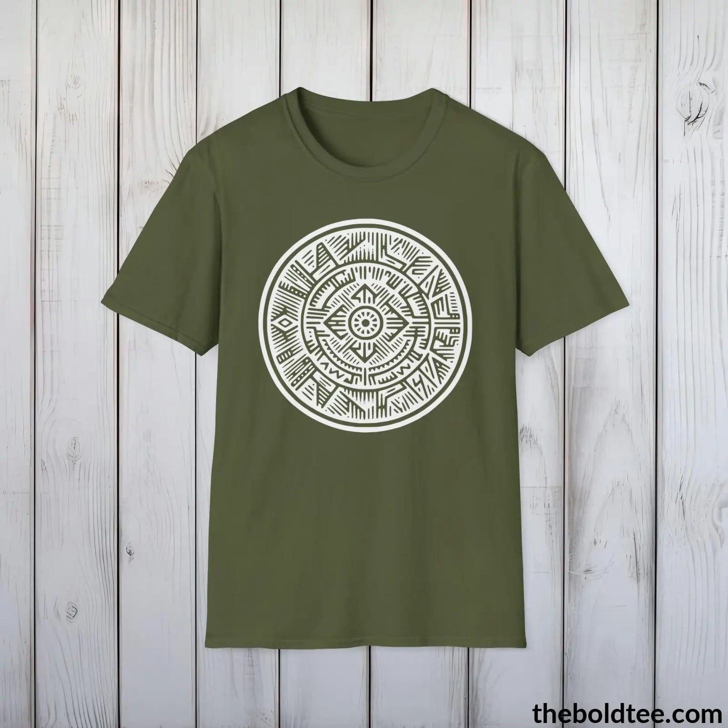 T-Shirt Military Green / S Inca Tribal Pattern Tee - Premium Soft Cotton Crewneck Unisex T-Shirt - 9 Bold Colors