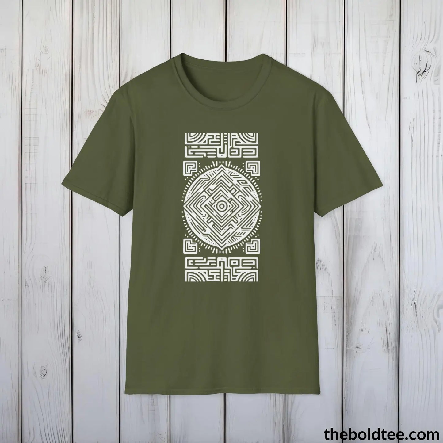 T-Shirt Military Green / S Inca Tribal Pattern Tee - Premium Soft Cotton Crewneck Unisex T-Shirt - 9 Bold Colors