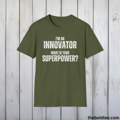 T-Shirt Military Green / S INNOVATOR Superpower Tee - Casual, Sustainable & Soft Cotton Crewneck Unisex T-Shirt - in 9 Bold Colors