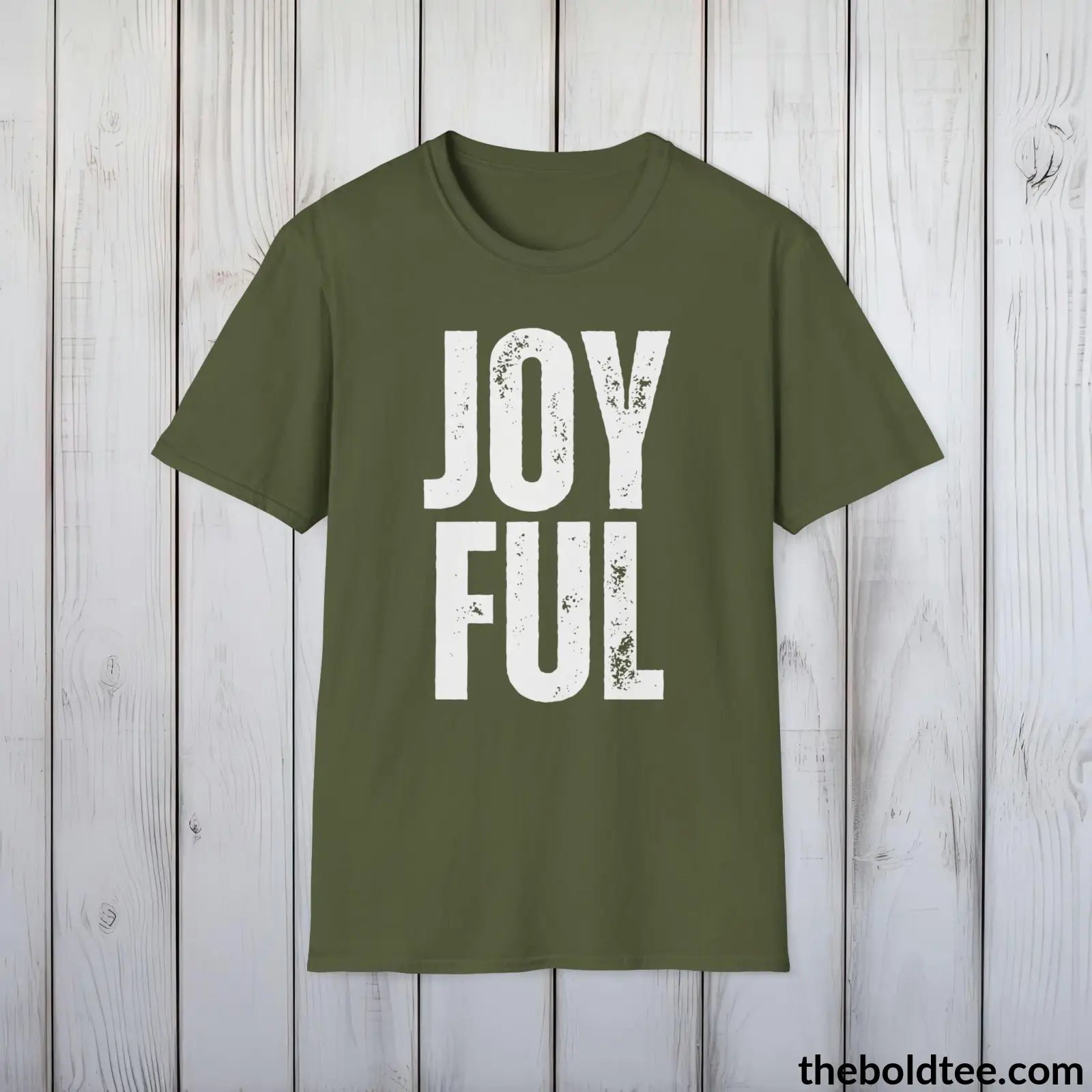 T-Shirt Military Green / S JOYFUL Tee - Casual, Sustainable & Soft Cotton Crewneck Unisex T-Shirt - 9 Bold Colors