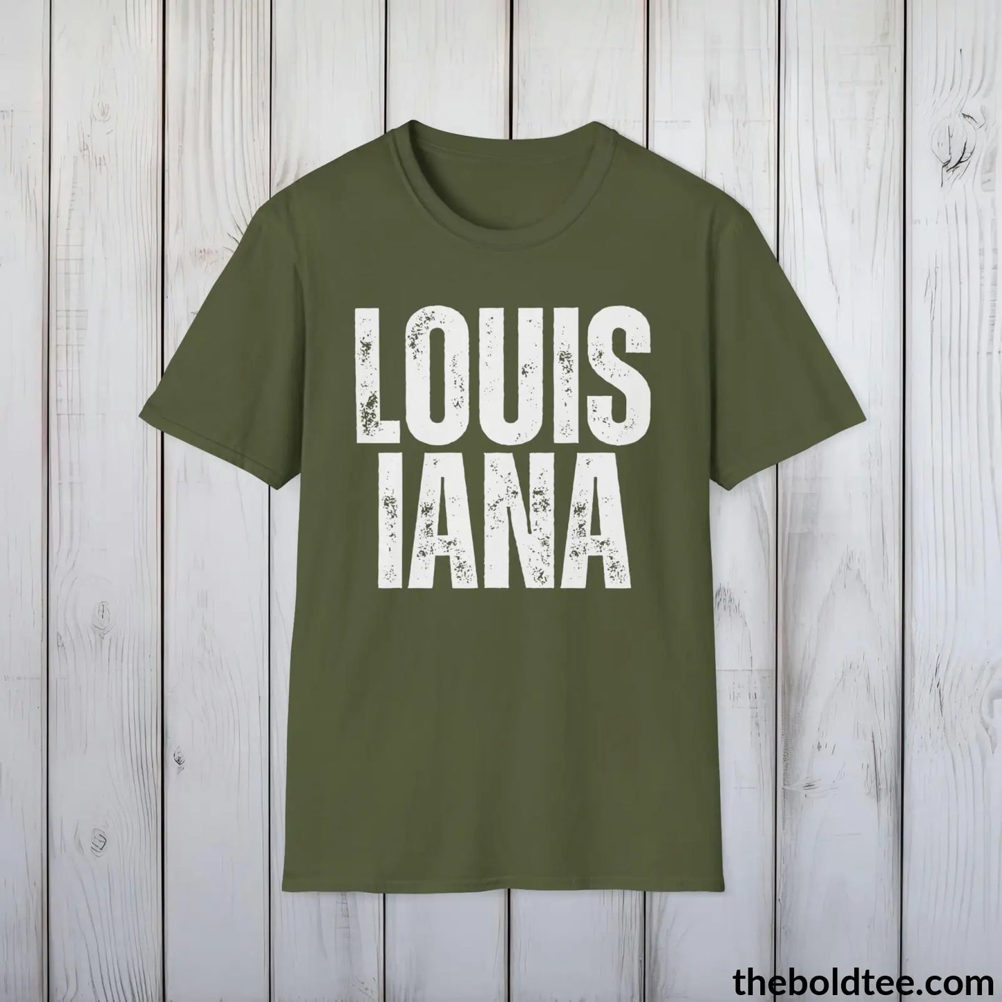 T-Shirt Military Green / S LOUISIANA Tee - Casual, Sustainable & Soft Cotton Crewneck Unisex T-Shirt - 9 Bold Colors