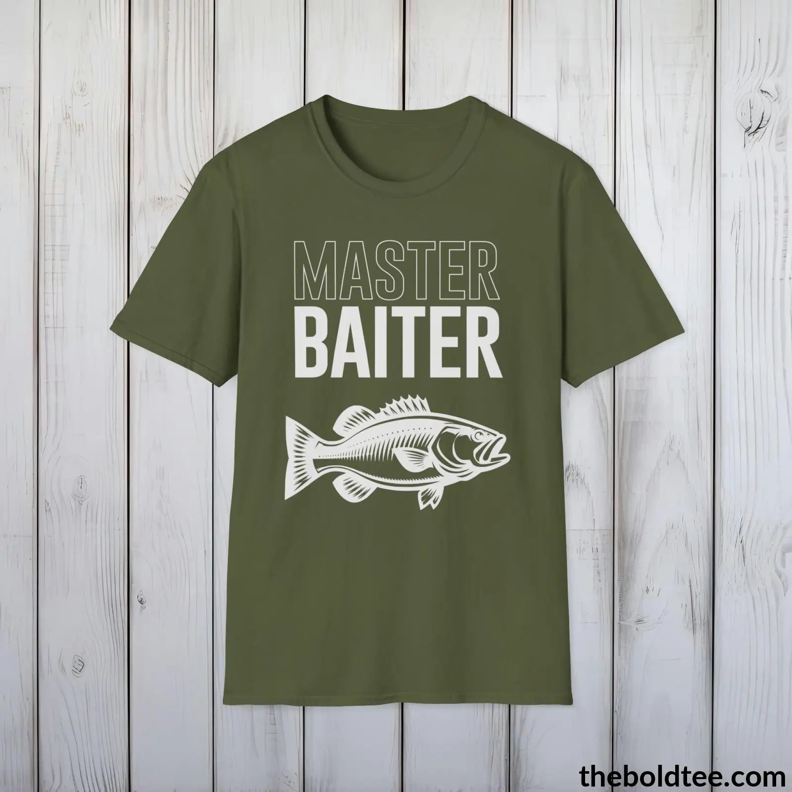 T-Shirt Military Green / S Master Baiter Fisher T-Shirt - Premium Fishing Graphic Tee - Fishing Gift For Fishermen - Epic Fishing T-Shirt - 9 Colors Available