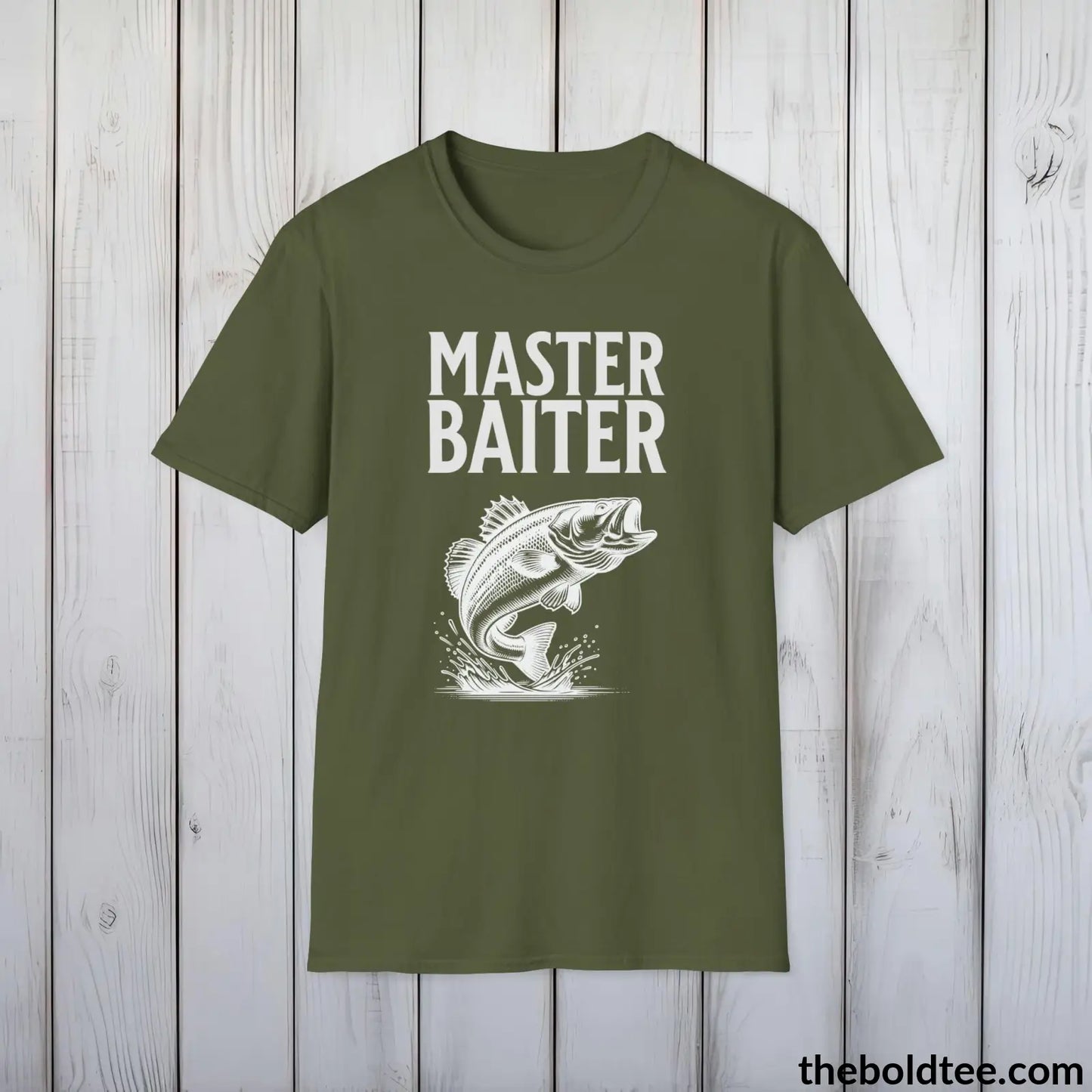 T-Shirt Military Green / S Master Baiter Fisher T-Shirt - Premium Fishing Graphic Tee - Fishing Gift For Fishermen - Relaxing Fishing T-Shirt - 9 Colors Available