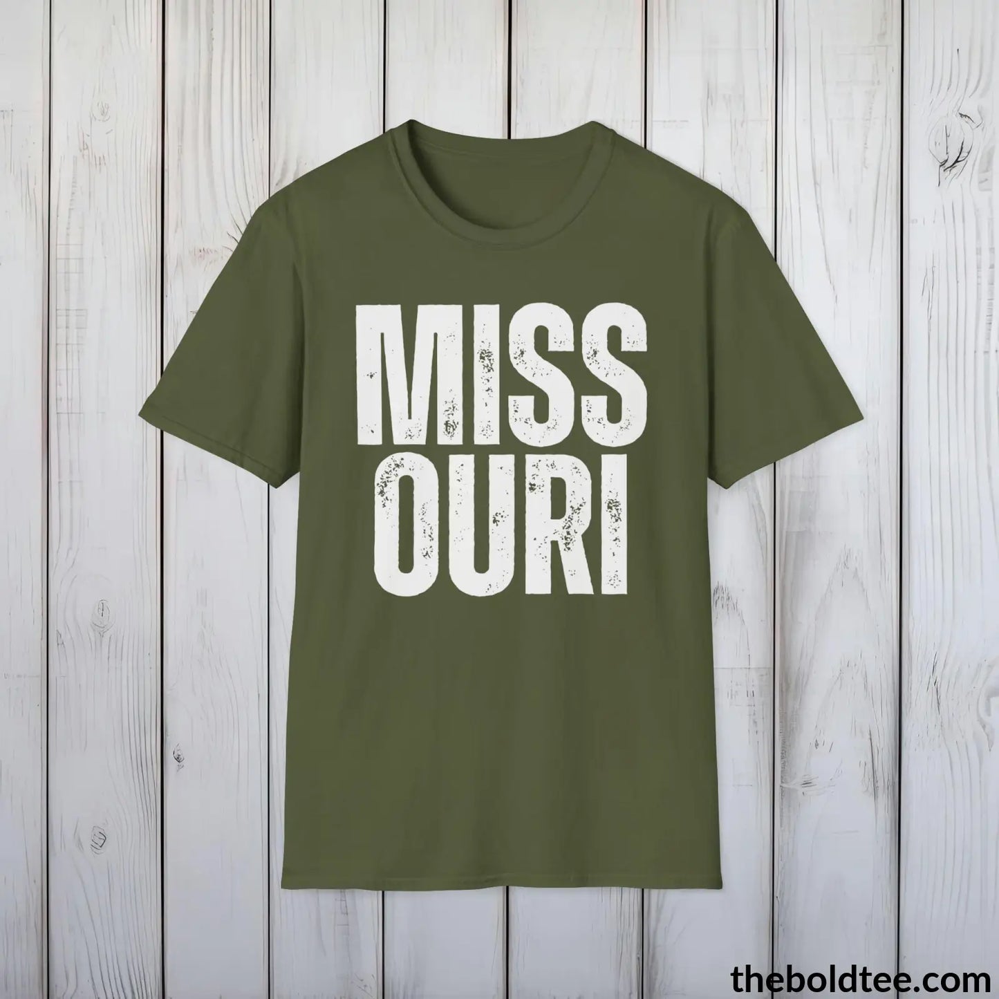 T-Shirt Military Green / S MISSOURI Tee - Casual, Sustainable & Soft Cotton Crewneck Unisex T-Shirt - 9 Bold Colors