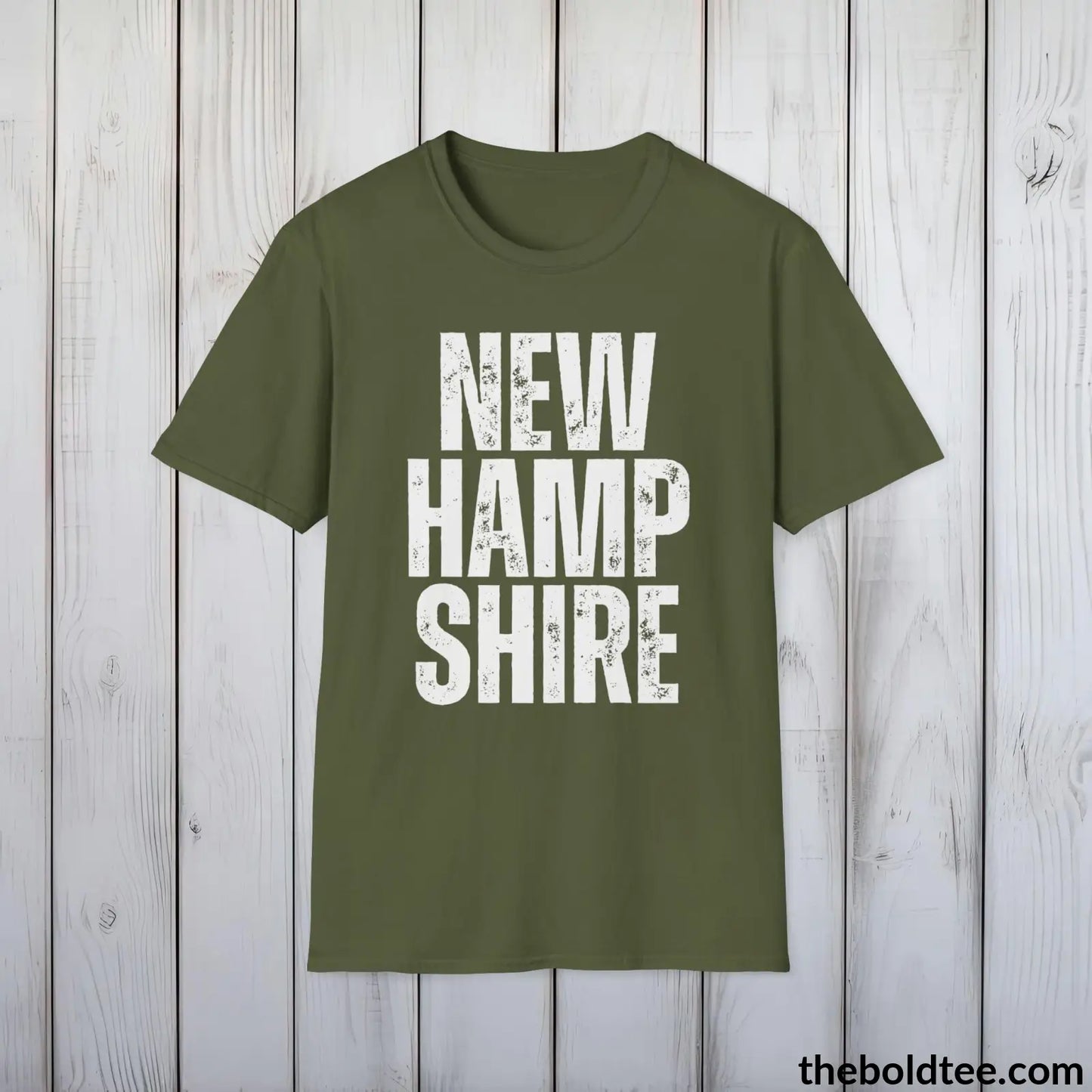 T-Shirt Military Green / S NEW HAMPSHIRE Tee - Casual, Sustainable & Soft Cotton Crewneck Unisex T-Shirt - 9 Bold Colors