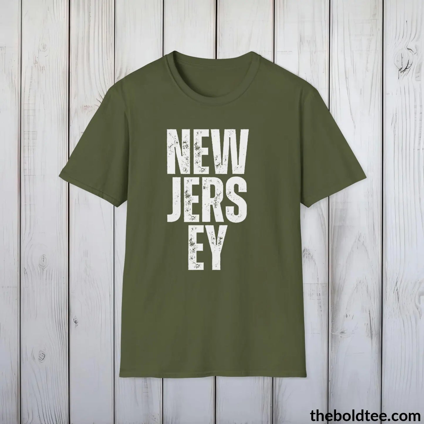 T-Shirt Military Green / S NEW JERSEY Tee - Casual, Sustainable & Soft Cotton Crewneck Unisex T-Shirt - 9 Bold Colors