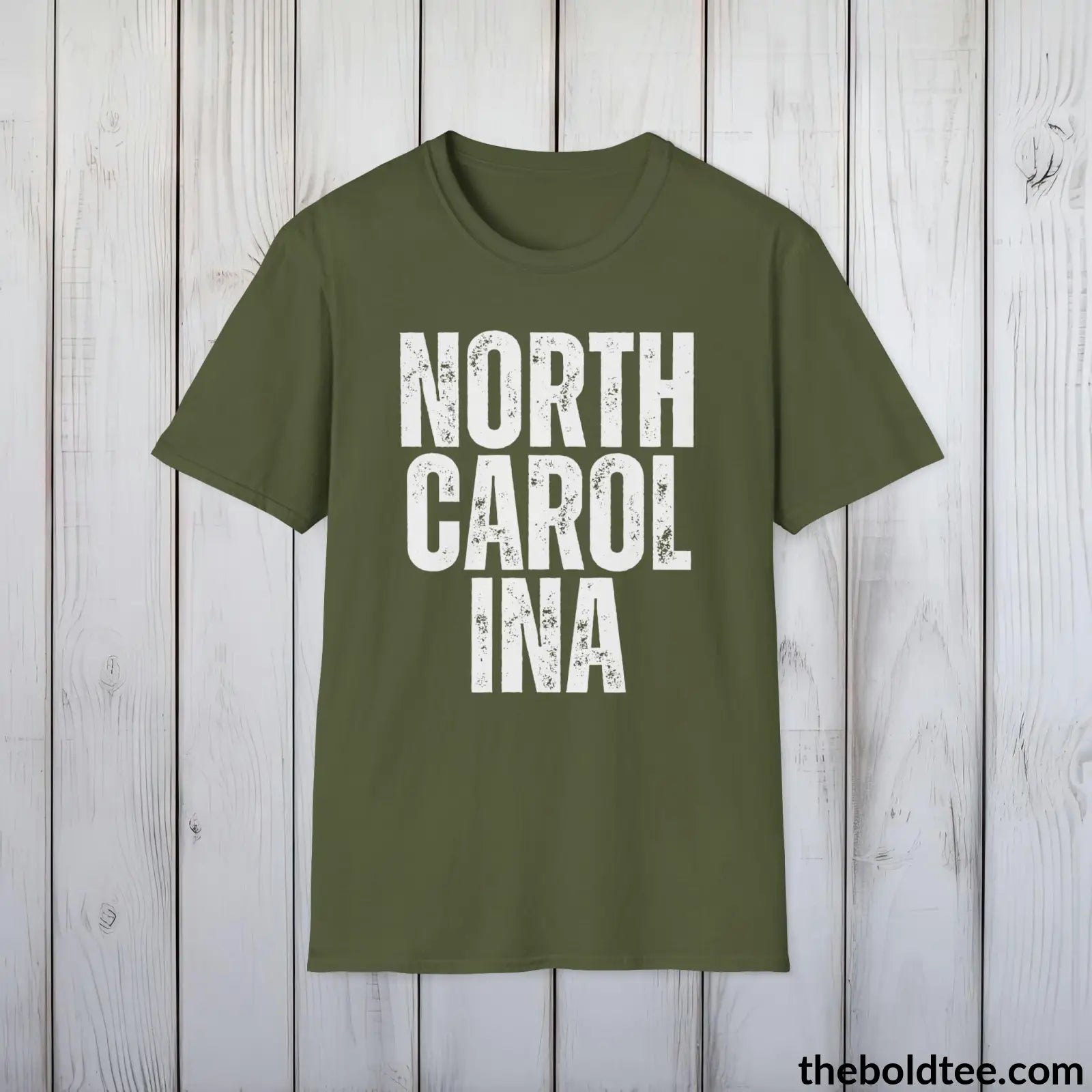 T-Shirt Military Green / S NORTH CAROLINA Tee - Casual, Sustainable & Soft Cotton Crewneck Unisex T-Shirt - 9 Bold Colors