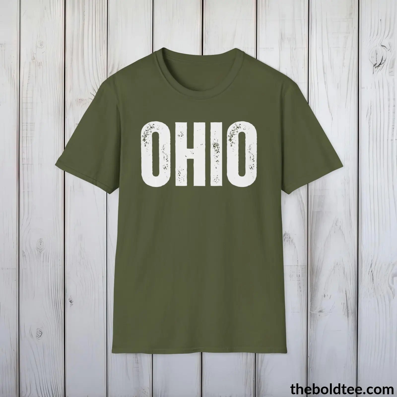 T-Shirt Military Green / S OHIO Tee - Casual, Sustainable & Soft Cotton Crewneck Unisex T-Shirt - 9 Bold Colors